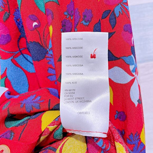 Anthropologie MAEVE Blithe Button Down Shirt Red Fruit Floral Challis Womens 4 - Picture 7 of 9
